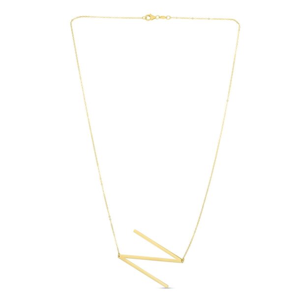 14K Yellow Gold Yours Truly Large Initial N Necklace - alternate view 2