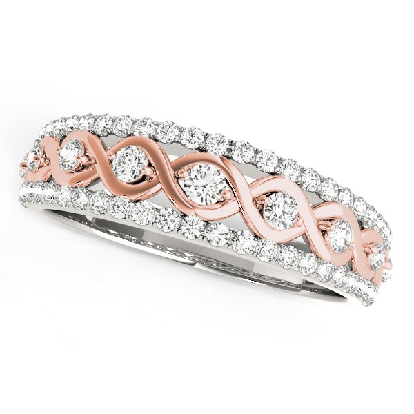 14k White And Rose Gold Infinity Diamond Band (3/8 cttw) - White &amp; Rose Gold
