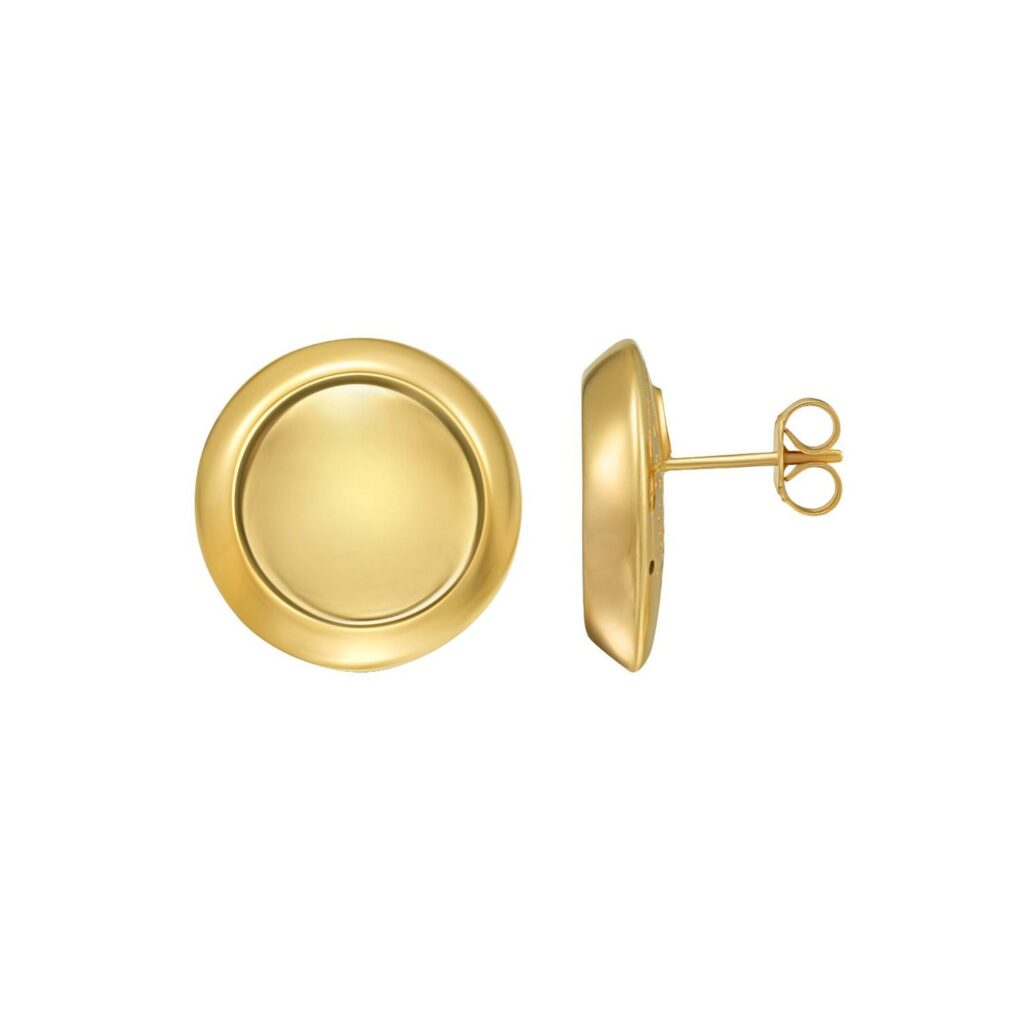14K Yellow Gold Polished Button Stud Earrings