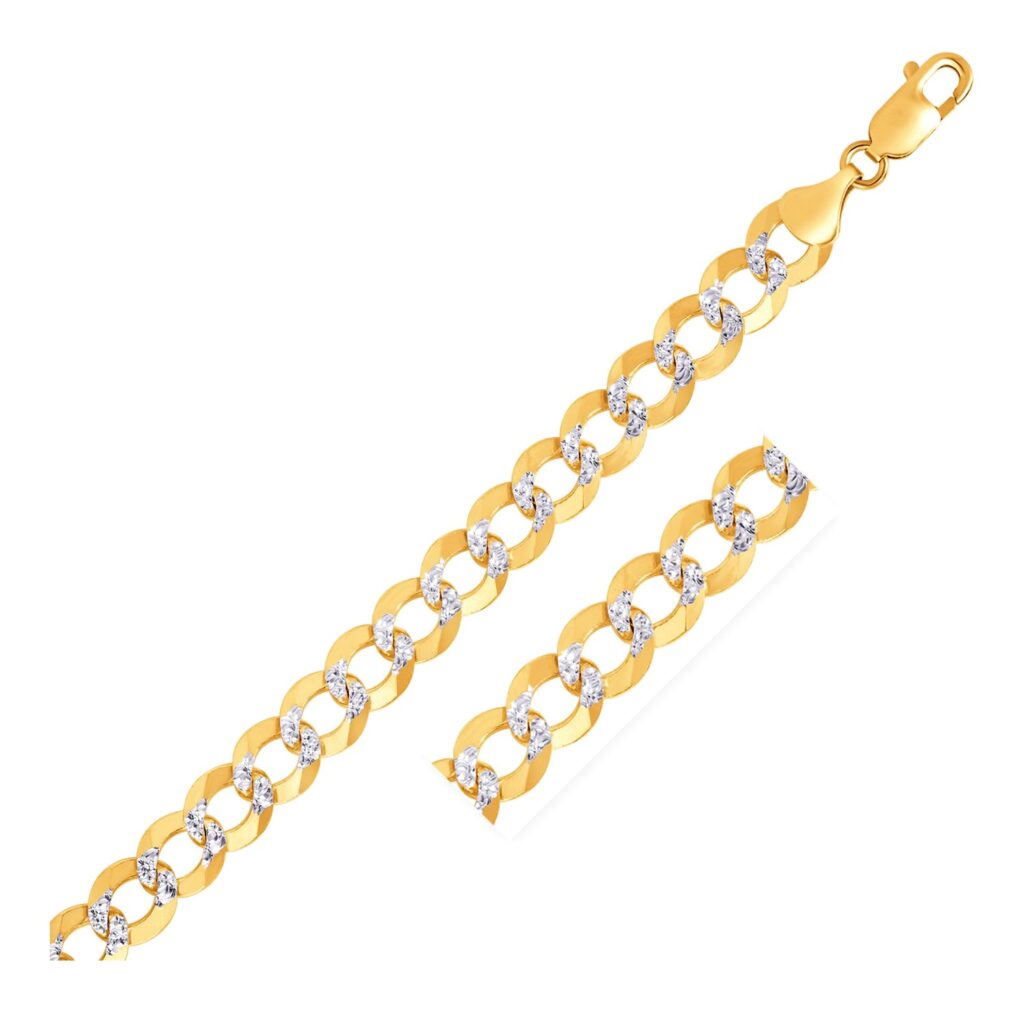 14k Two Tone Gold Pave Curb Bracelet (9.70 mm) - Two-Tone Gold