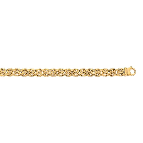 10k Yellow Gold Byzantine Design Chain Bracelet (7.00 mm) - alternate view 2