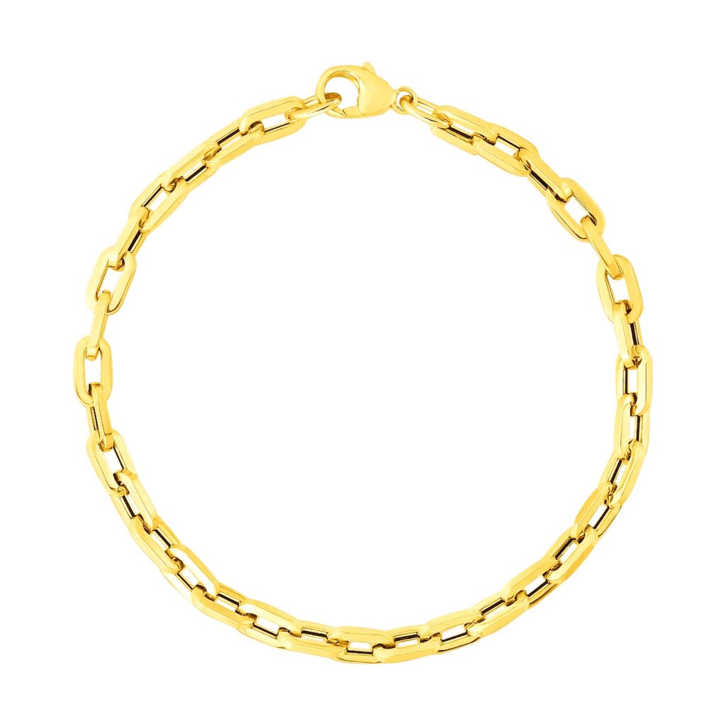 14k Yellow Gold 7 1/2 inch Paperclip Chain Bracelet (4.20 mm)