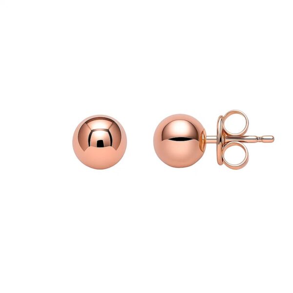 14k Rose Gold Ball Style Stud Earrings (3mm) - alternate view 2
