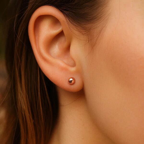 14k Rose Gold Ball Style Stud Earrings (3mm) - alternate view 4