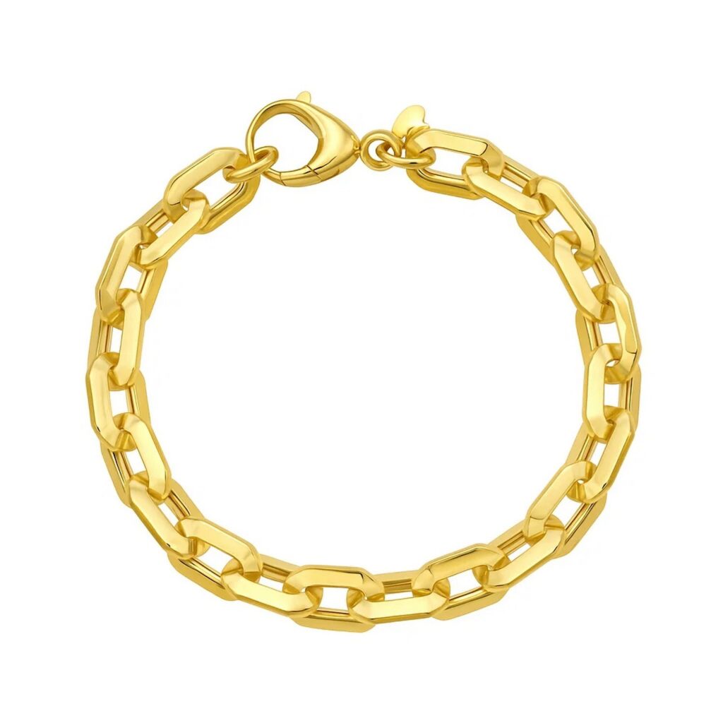 14K Yellow Gold Faceted Octagonal Link Chain Bracelet (8.10 mm)
