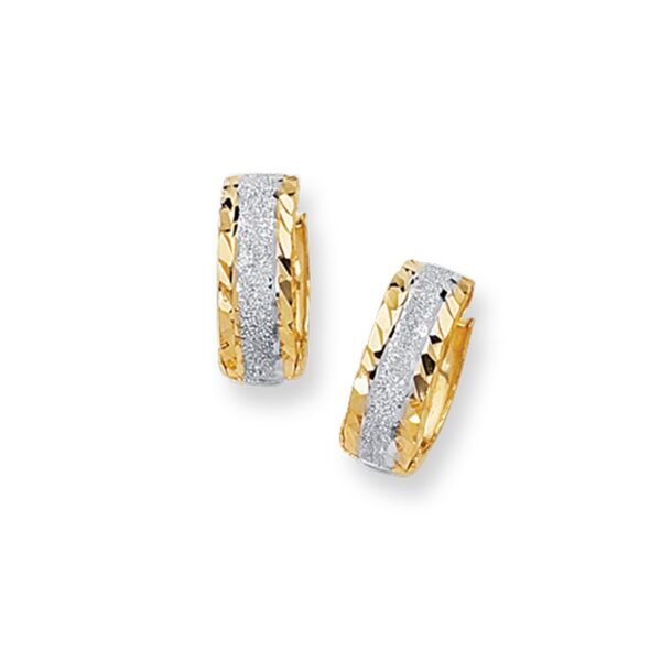 14K Two Tone Gold Center Huggie Earrings - Two-Tone Gold