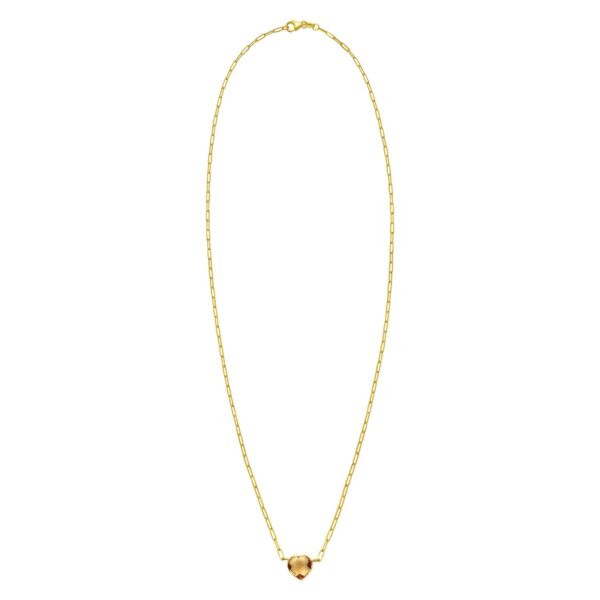 14K Yellow Gold Citrine Heart Necklace (1.50 mm) - alternate view 2