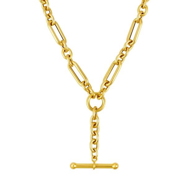 Toggle Necklace with Alternating Chain in 14K Yellow Gold - alternate view 2