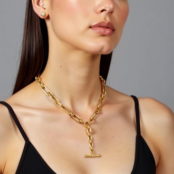 Toggle Necklace with Alternating Chain in 14K Yellow Gold - alternate view 4