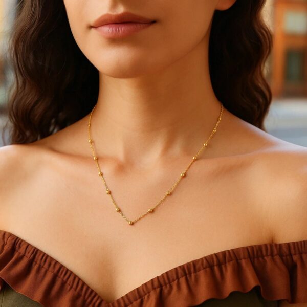 Textured Saturn Bead Necklace in 14K Yellow Gold - alternate view 5