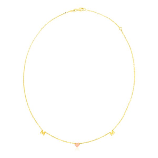 14k Yellow and Rose Gold Mom Necklace - Two-Tone Gold
