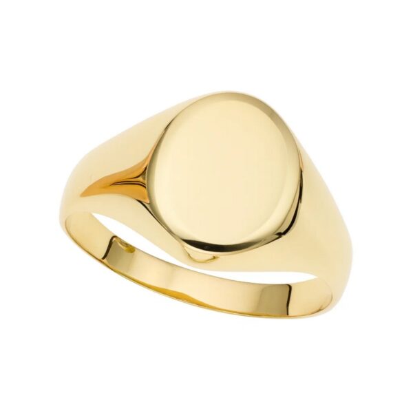 14K Yellow Gold Oval Satin Signet Ring - alternate view 2