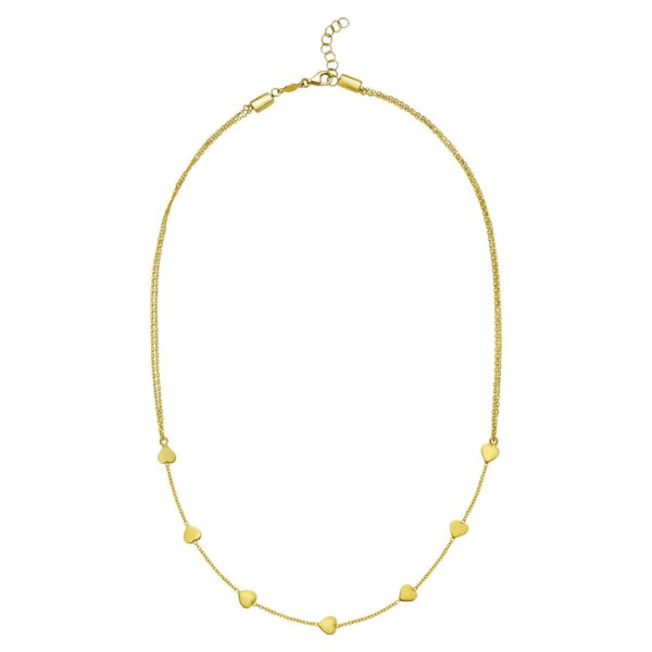 14K Yellow Gold Adjustable Heart Link Necklace - alternate view 2