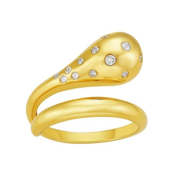 14K Yellow Gold Diamond Cut Stackable Ring (8.40 mm) - alternate view 2