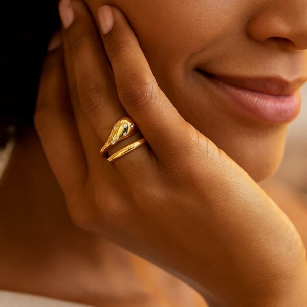 14K Yellow Gold Diamond Cut Stackable Ring (8.40 mm) - alternate view 4