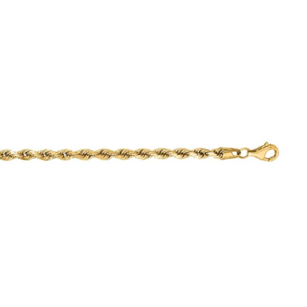 10k Yellow Gold Solid Diamond Cut Rope Bracelet (4.00 mm) - alternate view 4