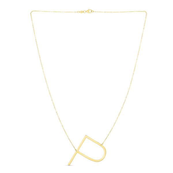 14K Yellow Gold Yours Truly Large Initial P Necklace - alternate view 2