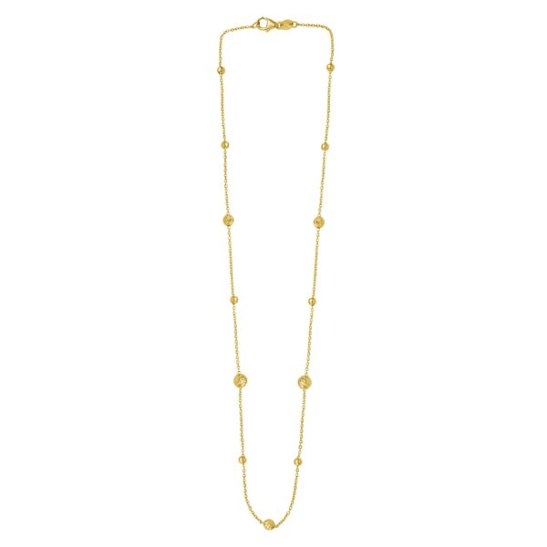 Alternating Bead Chain Necklace in 14K Yellow Gold - alternate view 2