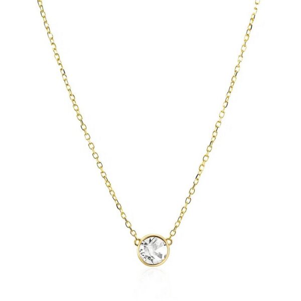 14k Yellow Gold 17 inch Necklace with Round White Topaz - alternate view 2