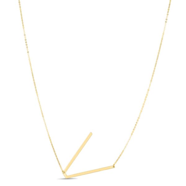 14K Yellow Gold Yours Truly Large Initial V Necklace