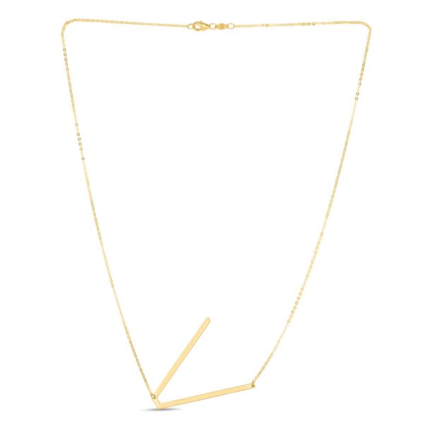 14K Yellow Gold Yours Truly Large Initial V Necklace - alternate view 2