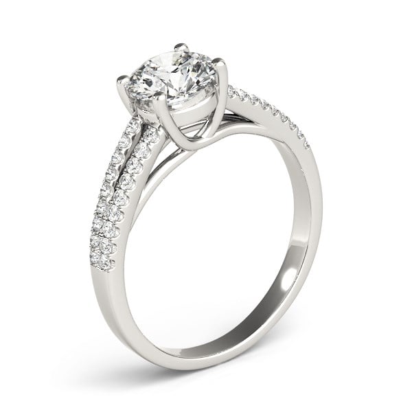 14k White Gold Split Shank Round Diamond Engagement Ring (1 1/8 cttw) - alternate view 3