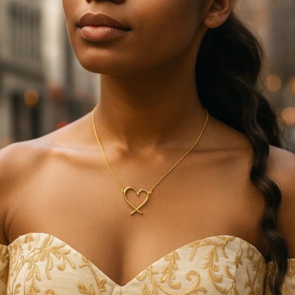 14K Yellow Gold Delicate Heart Necklace - alternate view 3