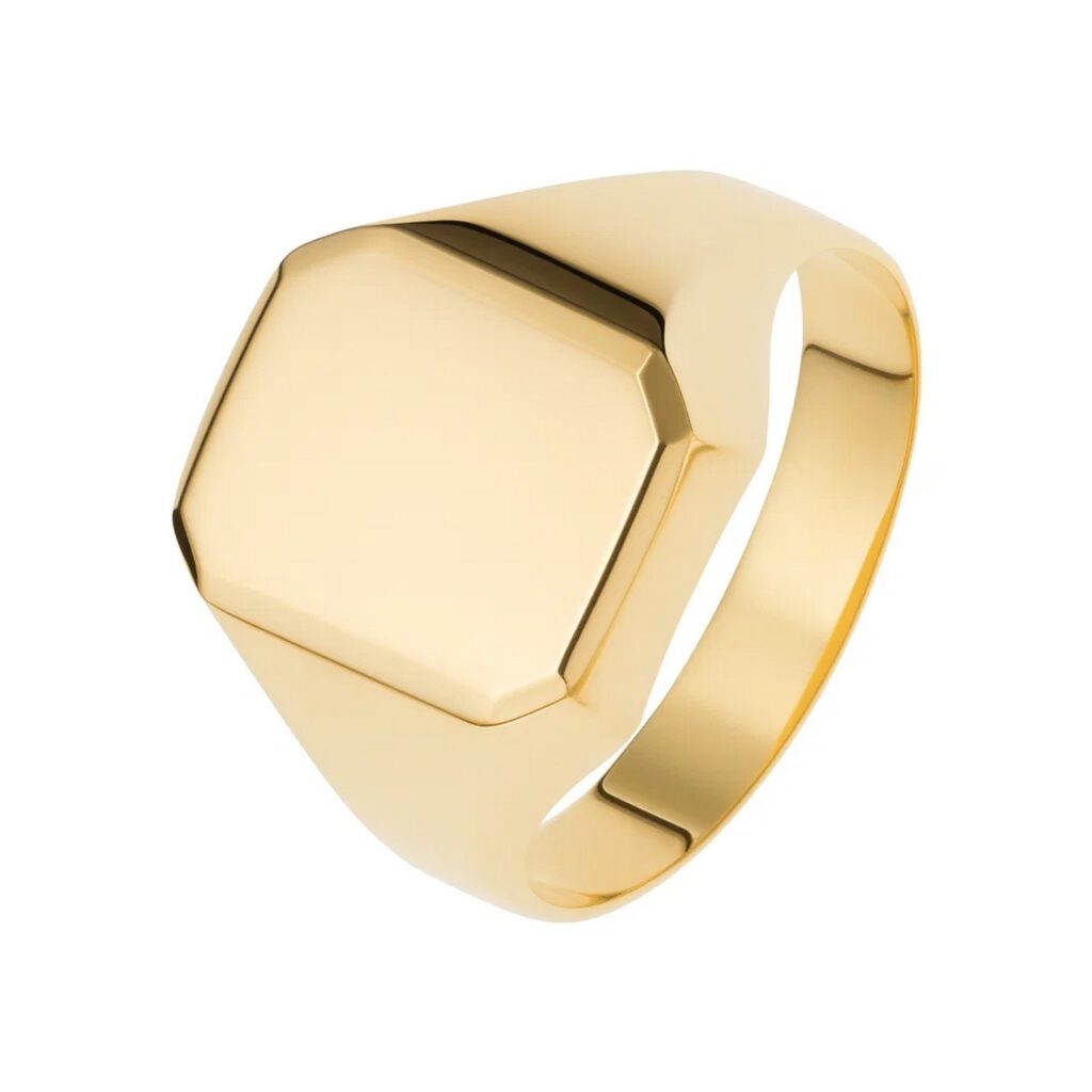 14K Yellow Gold Polished Rectangular Signet Ring