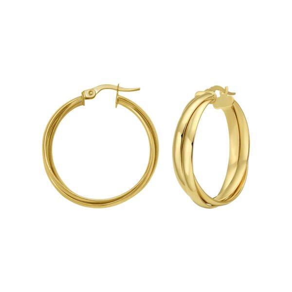 14K Yellow Gold Interlocking Large Trinity Hoop Earrings