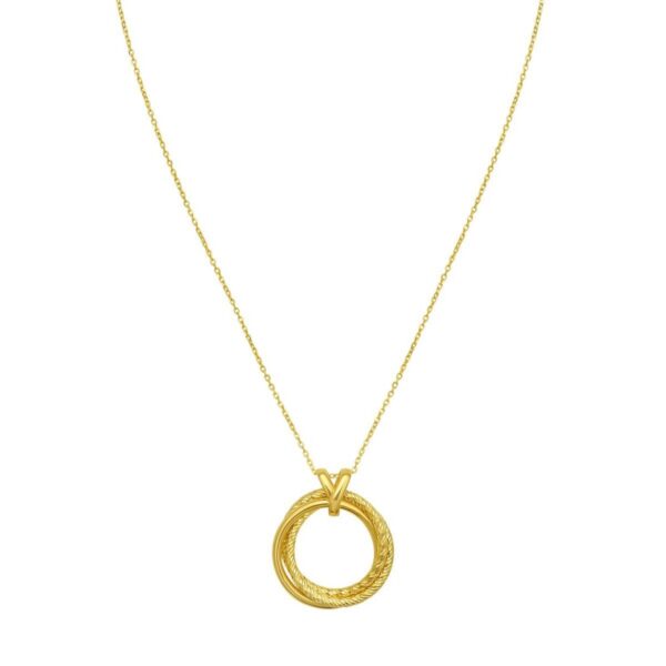 14K Yellow Gold Interlocking Diamond Cut Trinity Necklace - alternate view 5