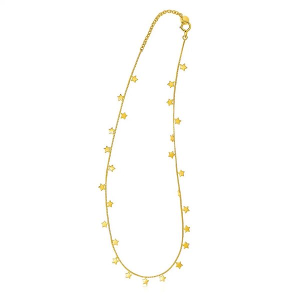 14K Yellow Gold Necklace with Dangling Stars - alternate view 2