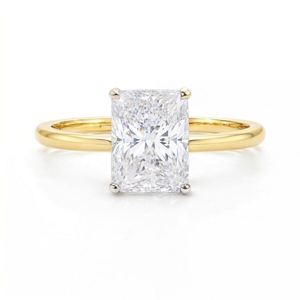 3 Carat Radiant Lab Grown IGI G/VS1 Diamond Solitaire Ring in 10K Yellow Gold - alternate view 3