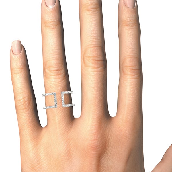 14k White Gold Modern Dual Band Style Diamond Ring (1/2 cttw) - alternate view 4