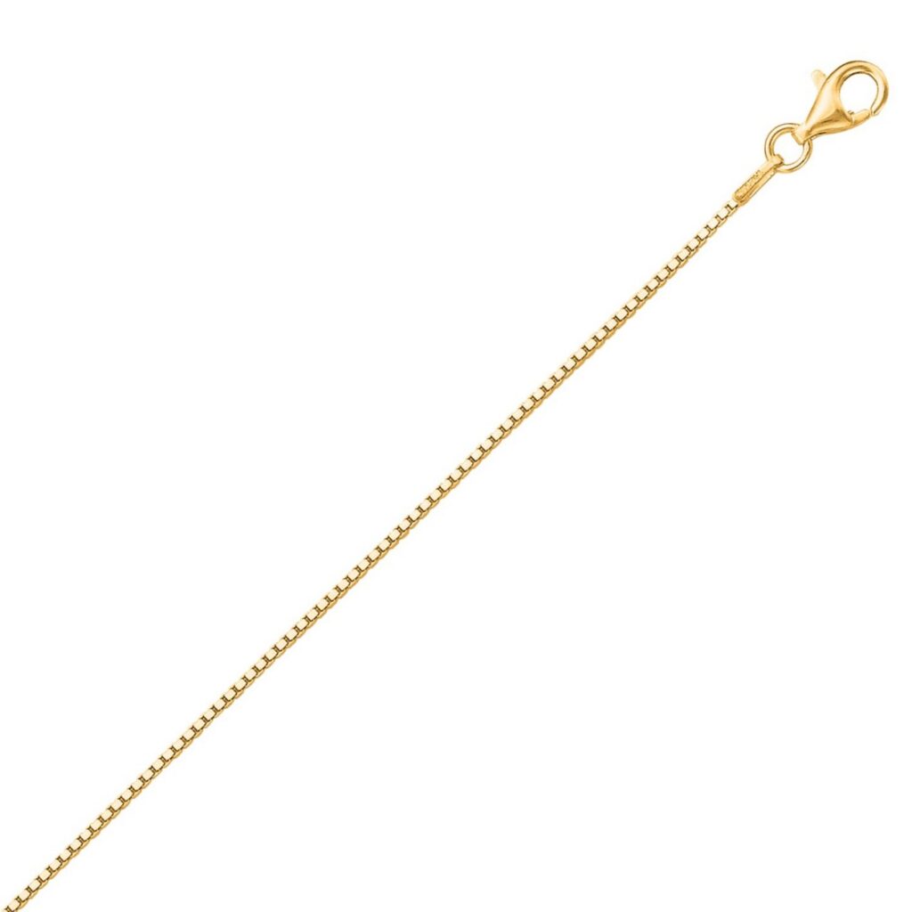 Sterling Silver Yellow Gold Plated Classic Box Chain (1.10 mm)