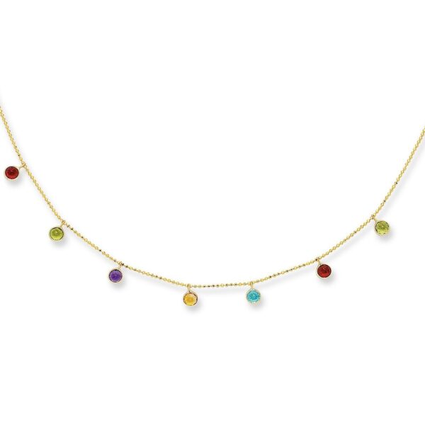 14k Yellow Gold Cable Chain Necklace with Round Multi-Tone Charms - alternate view 2