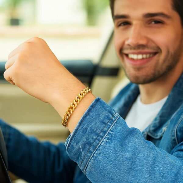 10k Yellow Gold Semi Solid Miami Cuban Bracelet (6.10 mm) - alternate view 3