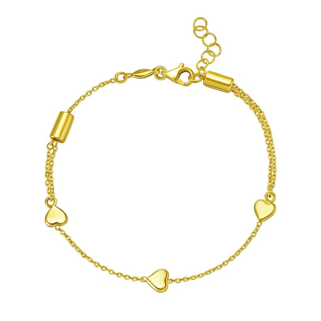 14K Yellow Gold Adjustable Heart Link Bracelet