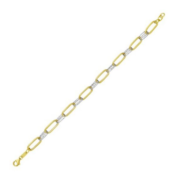 14K Two Tone Gold Diamante Paperclip Necklace (6.20 mm) - Two-Tone Gold - alternate view 4