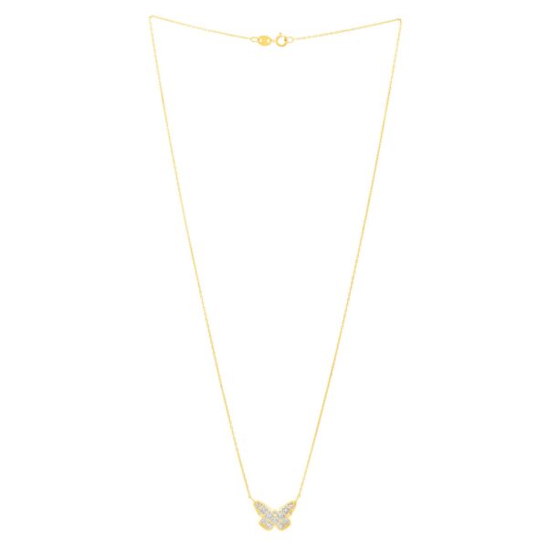 Checkered Butterfly Necklace in 14K Yellow Gold - alternate view 2