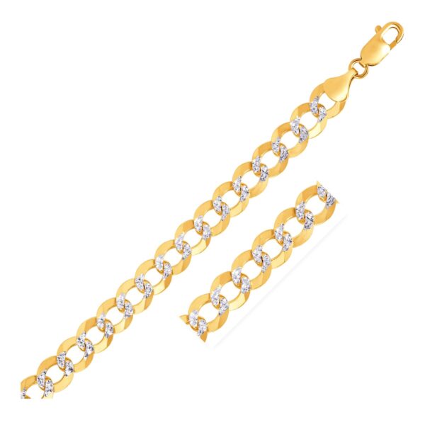 10 mm 14k Two Tone Gold Pave Curb Chain (9.70 mm) - Two-Tone Gold