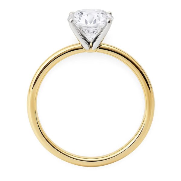 3 Carat Round Lab Grown IGI G/VS1 Diamond Solitaire Ring in 10K Yellow Gold - alternate view 4