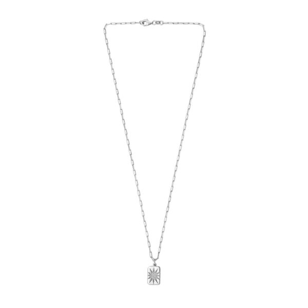 Sterling Silver Rhodium Plated Cubic Zirconia Starburst Locket Necklace - alternate view 2