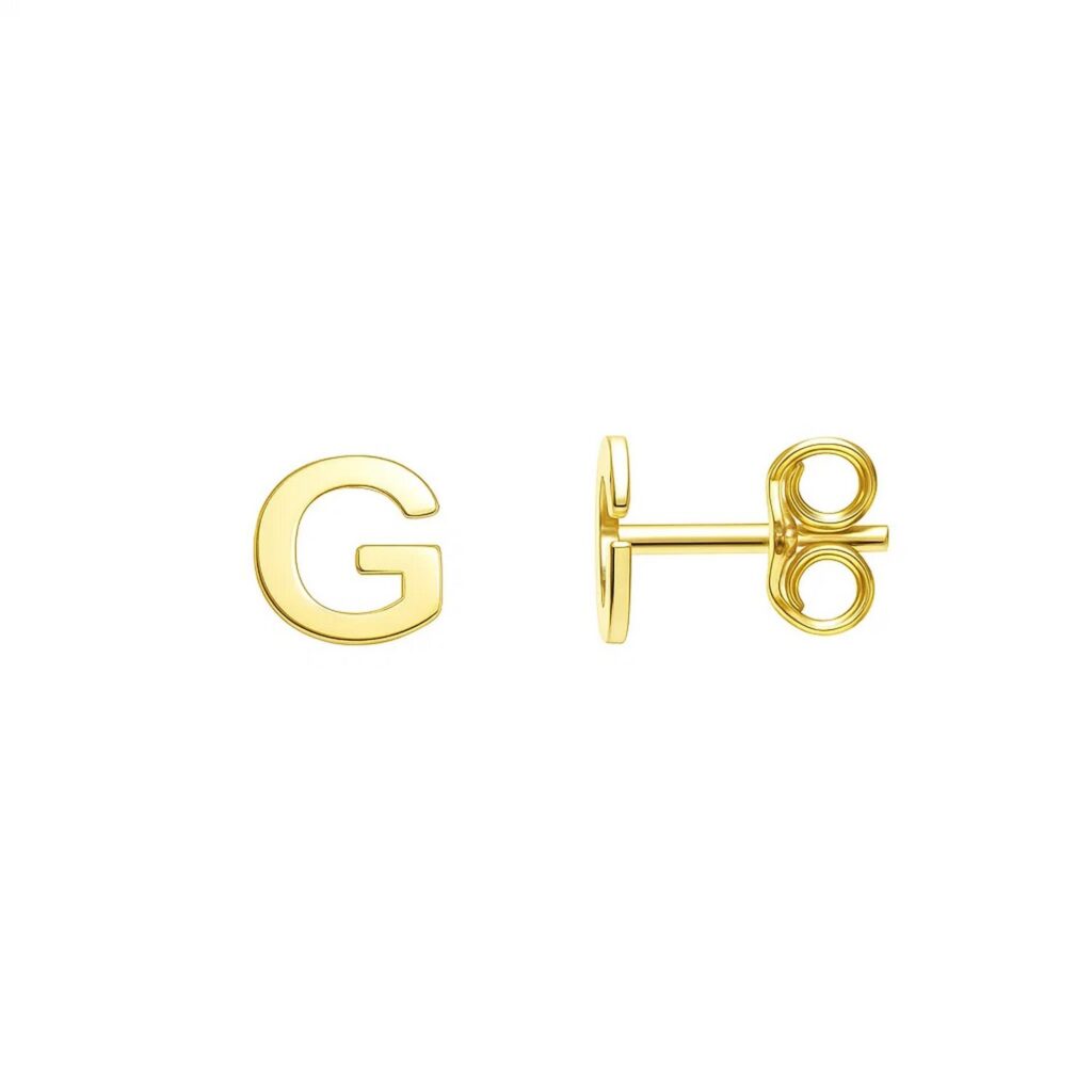 14K Yellow Gold Yours Truly Initial G Stud Earrings