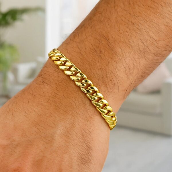 14k Yellow Gold Semi Solid Miami Cuban Bracelet (9.10 mm) - alternate view 5