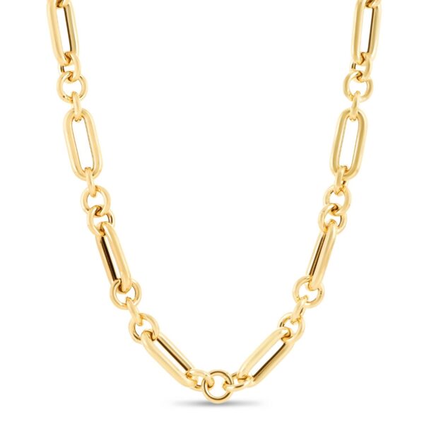 14k Yellow Gold Italian Alternating Paperclip Round Links Chain Necklace - alternate view 2