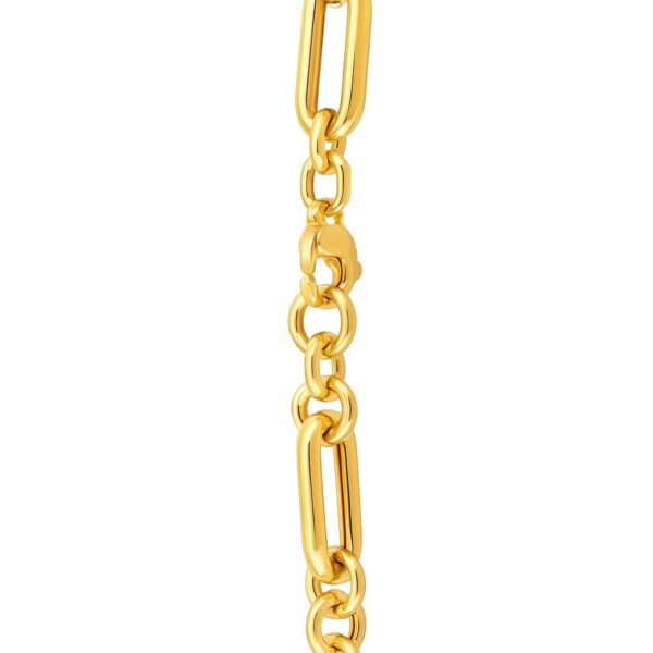 14k Yellow Gold Italian Alternating Paperclip Round Links Chain Necklace - alternate view 3