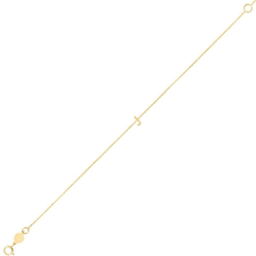14K Yellow Gold Mini Initial J Bracelet