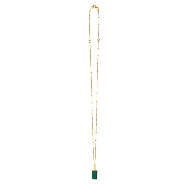 Malachite Geometric Rectangle Necklace in 14K Yellow Gold - alternate view 2