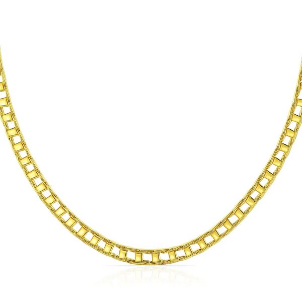 14k Yellow Gold Mens Necklace with Track Design Links (5.00 mm) - alternate view 2