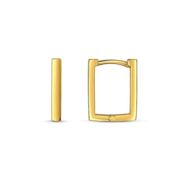 14k Yellow Gold Rectangle Huggie Hoops